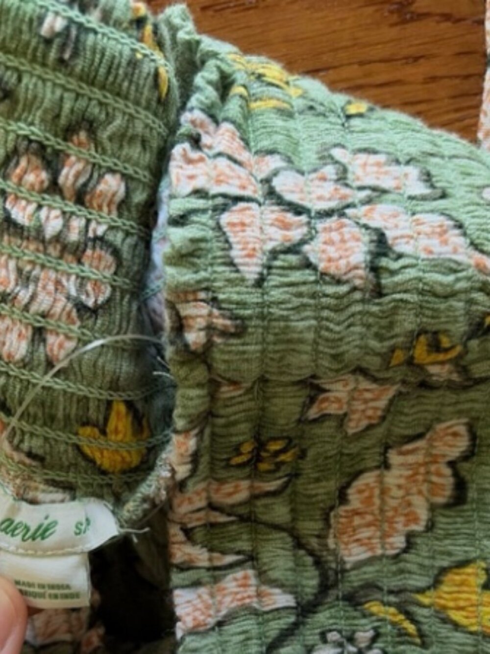 Aerie Smocked Gauzy Beach Pants S Green Floral Print High Waisted Jogger Pockets - Picture 4 of 6